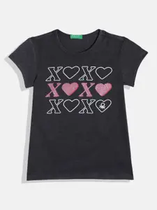 United Colors of Benetton Girls Round Neck Printed T-shirt