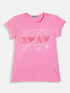 United Colors of Benetton Girls Round Neck Printed T-shirt