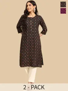 Rangita Selection Of 2 Ethnic Motifs Printed Straight Kurtas