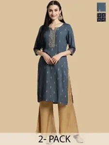 Rangita Selection Of 2 Ethnic Motifs Printed Kurtas