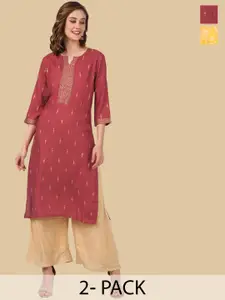 Rangita Selection Of 2 Ethnic Motifs Printed Straight Kurtas
