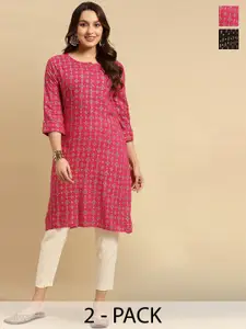 Rangita Selection Of 2 Floral Printed Straight Kurtas