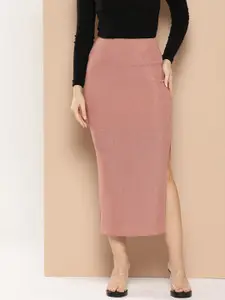 Chemistry Women Solid Pencil Midi Skirt