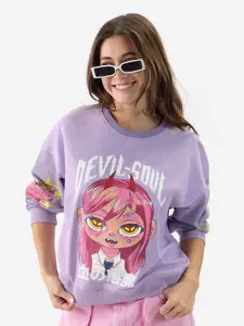 The Souled Store Graphic Printed Drop Shoulder Sleeves Pullover Sweatshirt