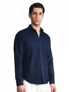 Rohit Gandhi + Rahul Khanna Comfort Opaque Textured Self Design Cotton Casual Shirt