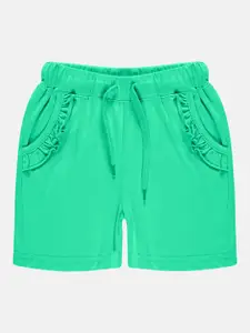 KiddoPanti Girls Frill Pocket Pure Cotton Shorts
