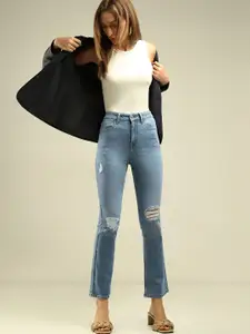 Vero Moda Women Bootcut Mildly Distressed Light Fade Stretchable Jeans