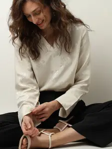 Vero Moda Floral Printed Cuffed Sleeves Top