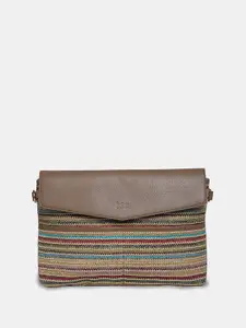 HIE Women Striped Structured Handbag with Sling Strap