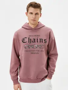 Koton Typography Printed Hooded Pullover Sweatshirt