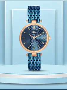 DressBerry Women Green Brass Printed Dial & Stainless Steel Analogue Watch DB-020-Blue