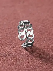 Clara 925 Sterling Silver Rhodium-Plated Curb Finger Ring