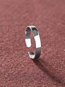 Clara 925 Sterling Silver Rhodium Plated Slim Adjustable Ring