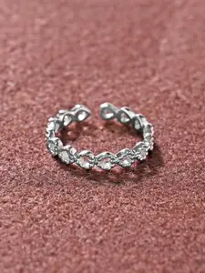 Clara 925 Sterling Silver Rhodium-Plated Heart Shaped Adjustable Finger Ring