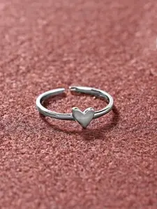 Clara 925 Sterling Silver Rhodium-Plated Heart Adjustable Finger Ring
