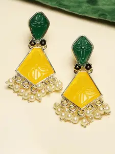 OOMPH Beaded Geometric Drop Earrings