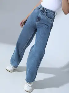 Hubberholme Women 90's baggy High-Rise Relaxed Fit cotton Jeans