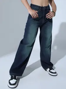 Hubberholme Women 90's baggy High-Rise Heavy Fade Pure Cotton Jeans