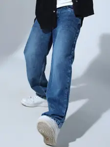 Hubberholme Men 90's Relaxed straight fit Clean Look Mid-Rise Pure Cotton Jeans