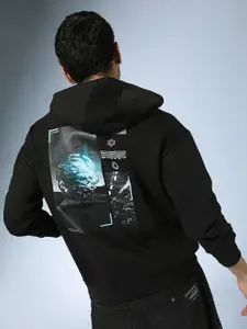 Hubberholme Graphic Printed Hooded Cotton Sweatshirt