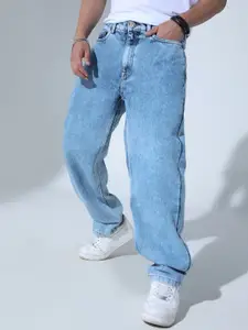 Hubberholme Men 90's Relaxed Straight Fit Mid-Rise Pure Cotton Jeans