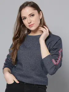 Marie Claire Drop Shoulder Sleeves Fleece Sweatshirt