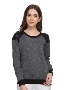 Marie Claire Grey Round Neck Cotton Pullover Sweatshirt