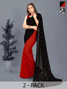 ANAND SAREES Floral Poly Georgette Half and Half Saree