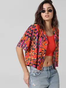 ONLY Abstract Printed Spread Collar Casual Shirt