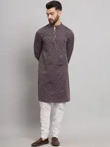 Latest Chikan Garments Geometric Woven Design Straight Kurta