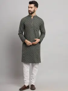 Latest Chikan Garments Geometric Woven Design Straight Kurta