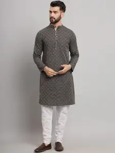Latest Chikan Garments Geometric Woven Design Straight Kurta