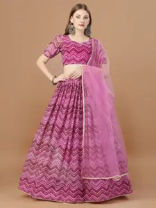 Bhavyam Printed Semi-Stitched Lehenga & Unstitched Blouse With Dupatta