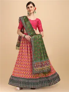 Bhavyam Printed Semi-Stitched Lehenga & Unstitched Blouse With Dupatta