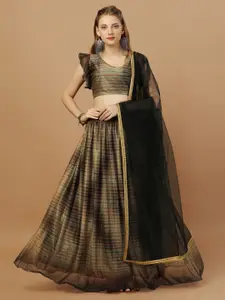 Bhavyam Striped Satin Semi-Stitched Lehenga & Unstitched Blouse With Dupatta
