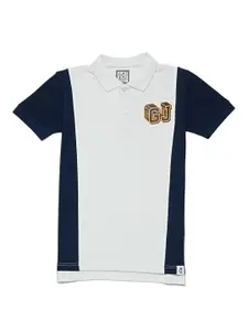 Gini and Jony Boys Typography Colourblocked Polo Collar Short Sleeves T-shirt
