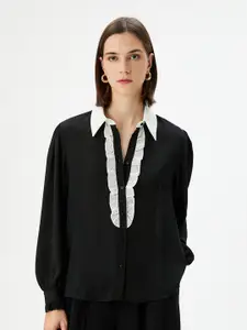 Koton Spread Collar Regular Fit Opaque Casual Shirt