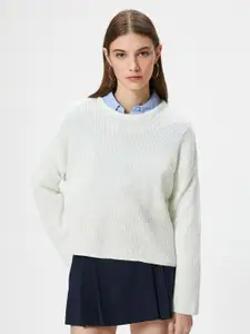 Koton Open Knit Round Neck Long Sleeves Acrylic Pullover Sweater