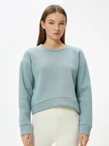 Koton Round Neck Crop Sweatshirt