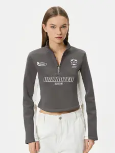 Koton Typography Printed High Neck Pullover Sweatshirt