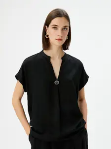 Koton Mandarin Collar Extended Sleeves Shirt Style Top