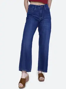 FCK-3 Women Dragon Wide Leg High-Rise Light Fade Stretchable Jeans