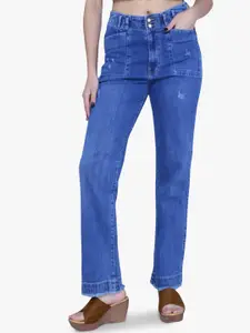 FCK-3 Women Cassidy Wide Leg High-Rise Low Distress Light Fade Stretchable Jeans