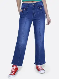 FCK-3 Women James Wide Leg High-Rise Low Distress Heavy Fade Stretchable Jeans