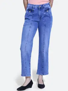FCK-3 Women James Wide Leg High-Rise Mildly Distressed Heavy Fade Stretchable Jeans