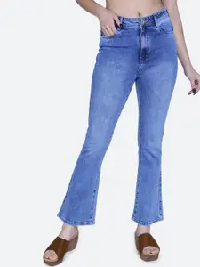 FCK-3 Women Bootilicious Wide Leg High-Rise Heavy Fade Clean Look Stretchable Jeans