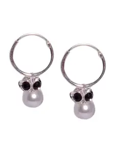 Abhooshan 925 Sterling Silver Pearls Beaded Hoop Earrings