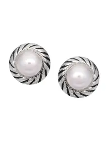 Abhooshan Girls 925 Sterling Silver Beads Studded Circular Studs Earrings
