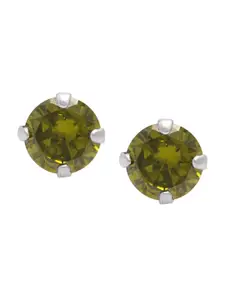 Abhooshan 925 Sterling Silver Cubic Zirconia Studded Circular Studs Earrings