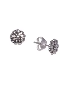 Abhooshan 925 Sterling Silver Contemporary Oxidised Studs Earrings